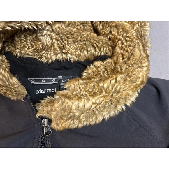 Marmot Jackets & Blazers - Marmot Womens Black‎ Fleece Lined Softshell Jacket With Faux Fur Hood XL